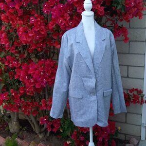 A New Day Jacket Blazer Women's Gray Metallic Lined Pockets XL NWOT